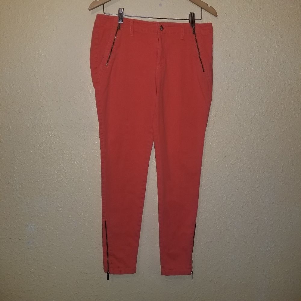 Michael Kors‎ Skinny Leg Exposed Gold Zipper Ankle Jeans Women's Size 10
